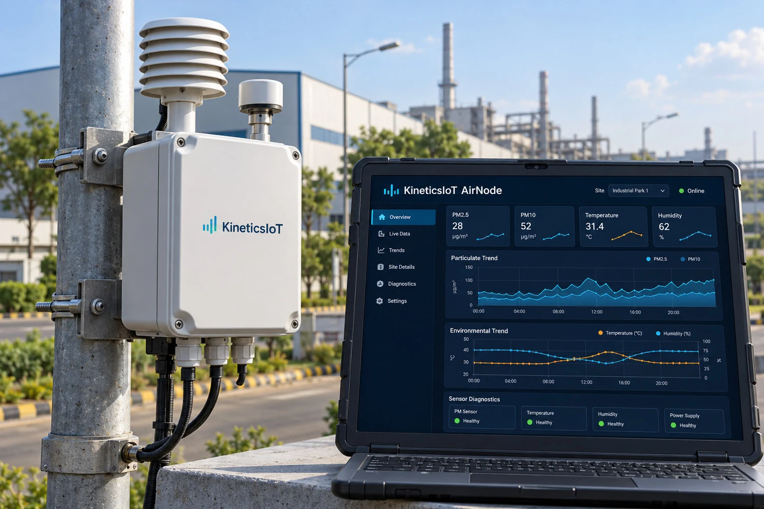AI product concept for KineticsIoT AirNode