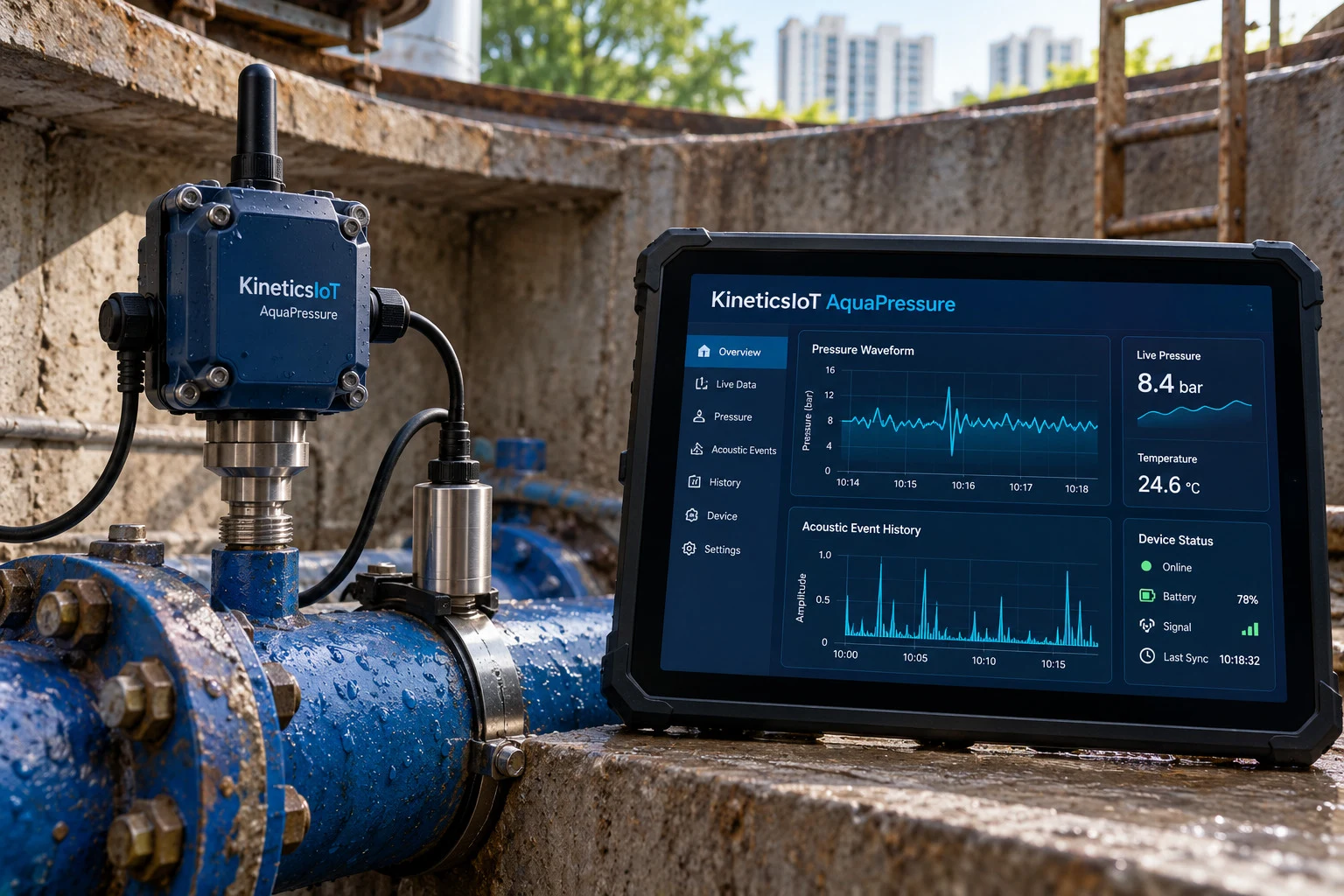 AI product concept for KineticsIoT AquaPressure