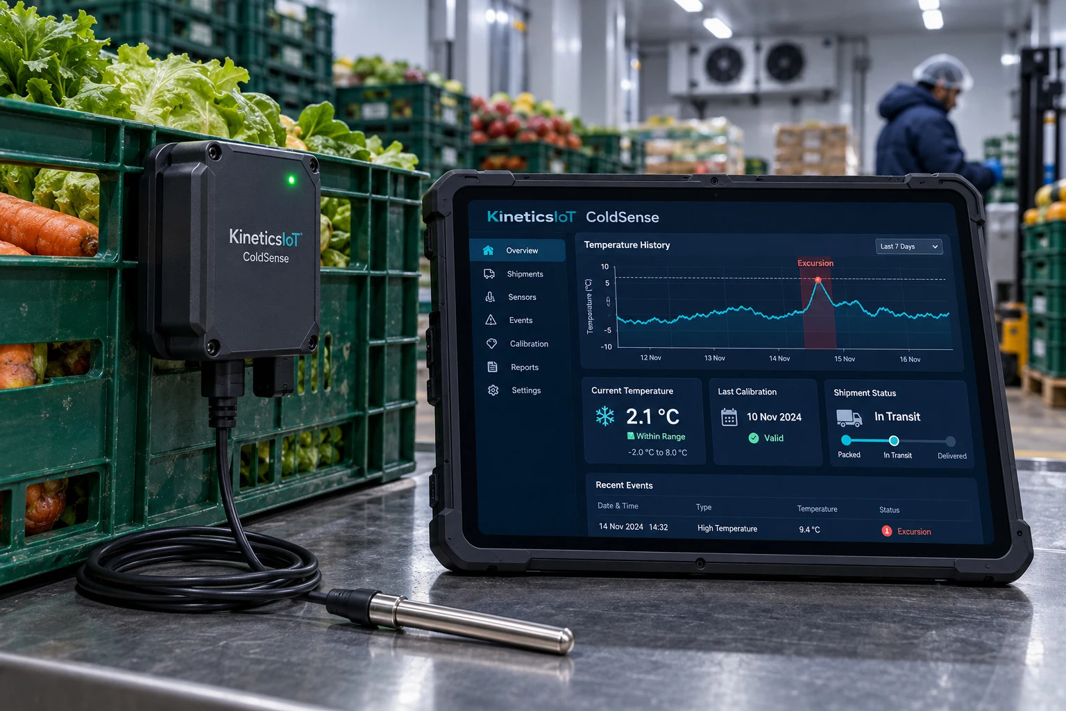 AI product concept for KineticsIoT ColdSense