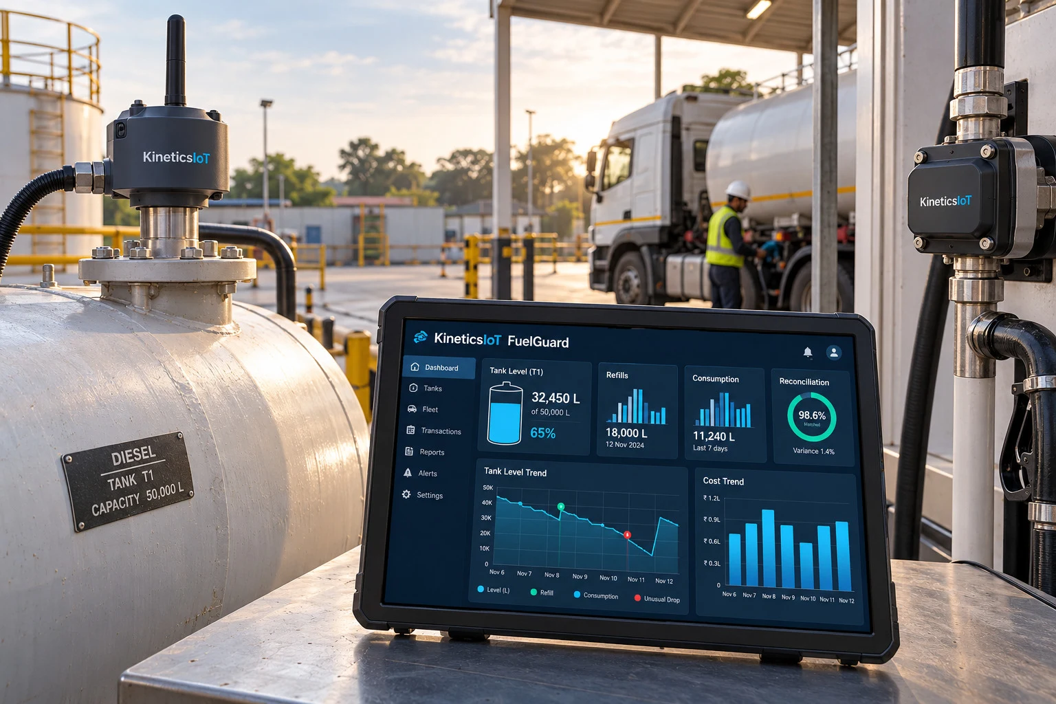 AI product concept for KineticsIoT FuelGuard