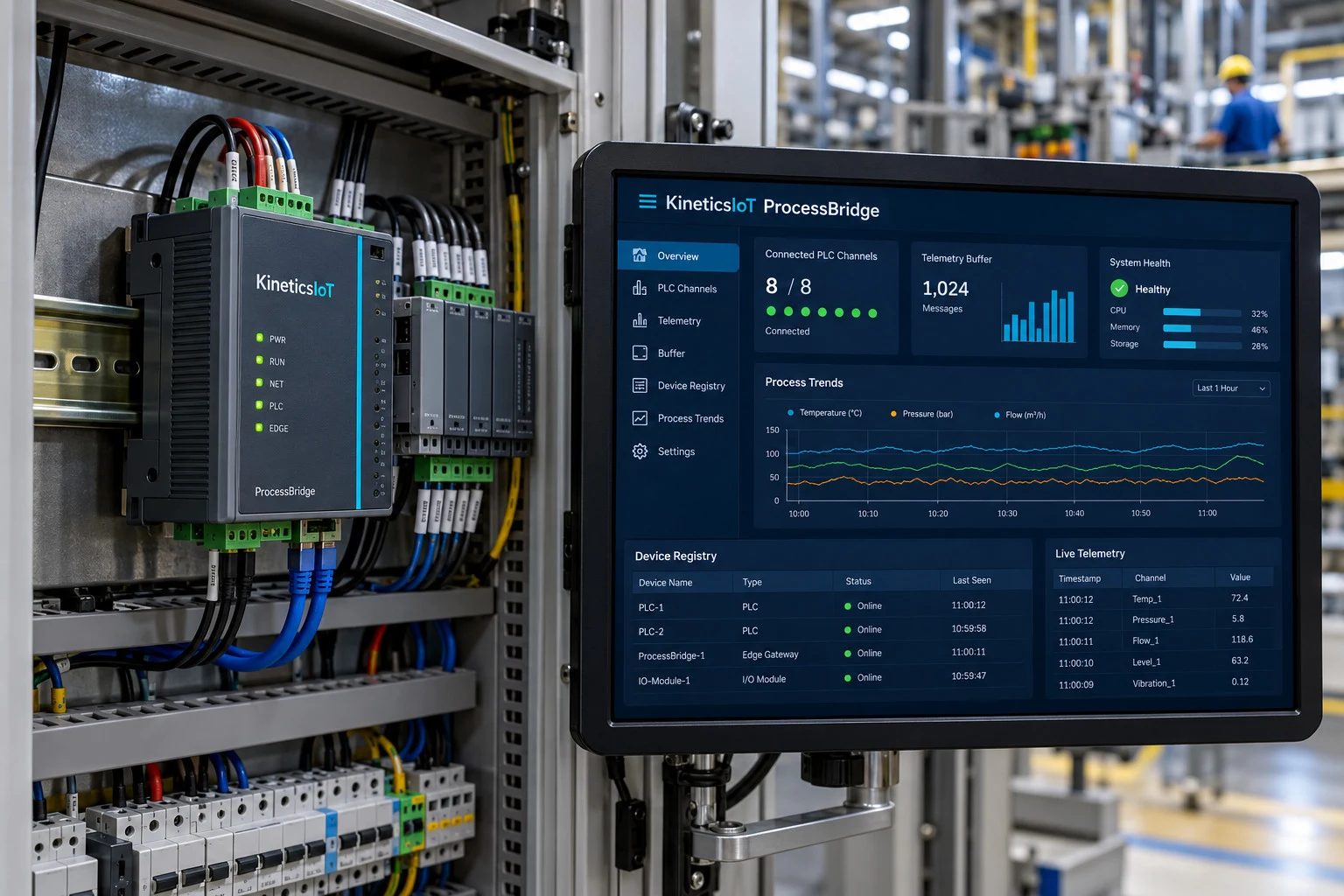 AI product concept for KineticsIoT ProcessBridge