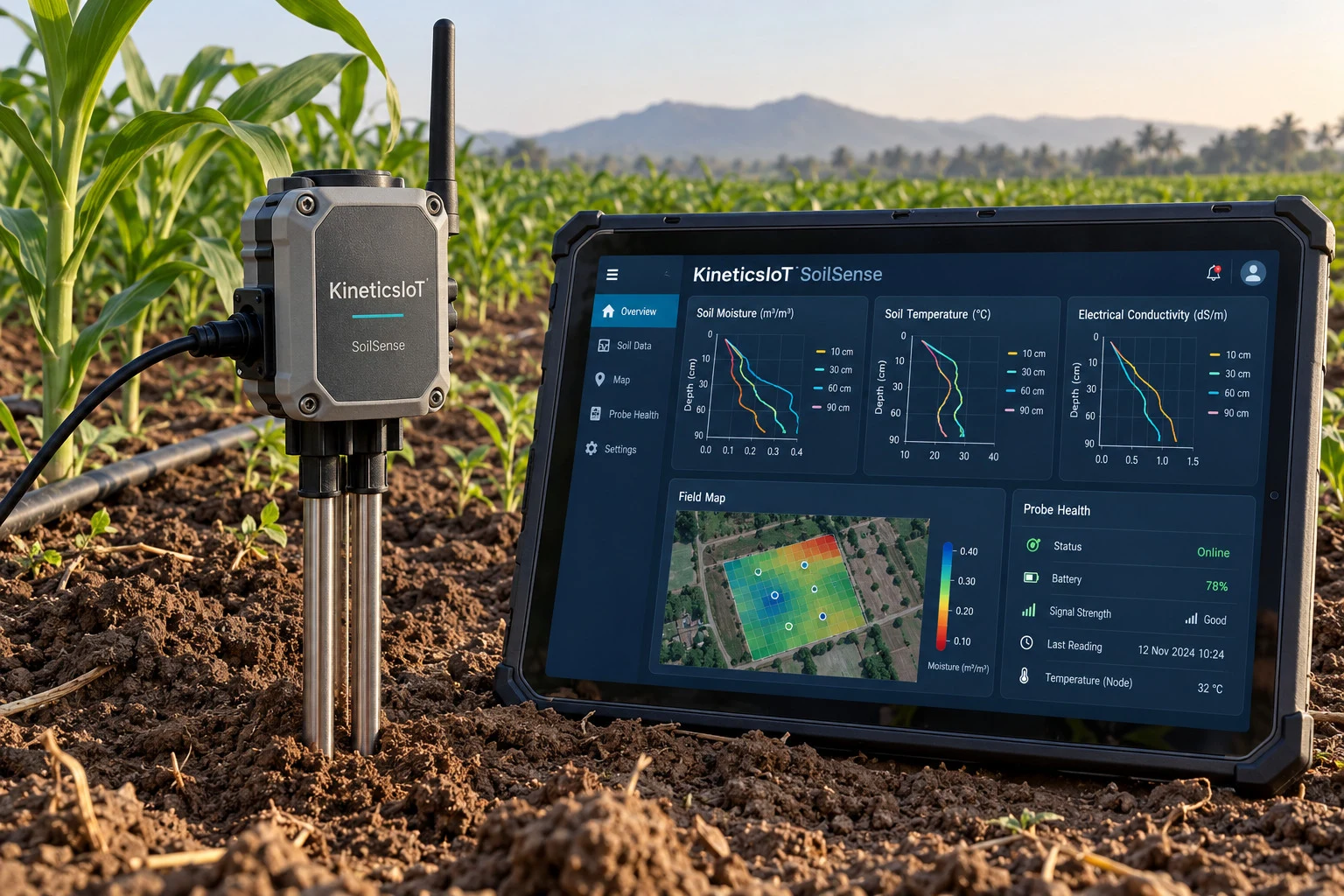 AI product concept for KineticsIoT SoilSense