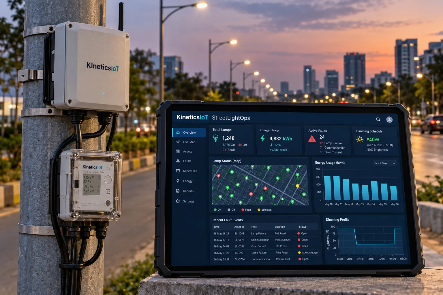 AI product concept for KineticsIoT StreetLightOps