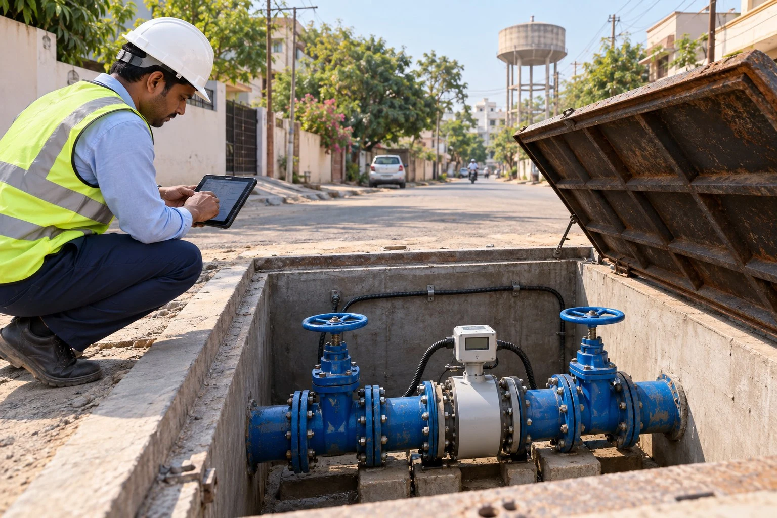 AI conceptual illustration of Non Revenue Water Reduction Design and Strategy in Raipur