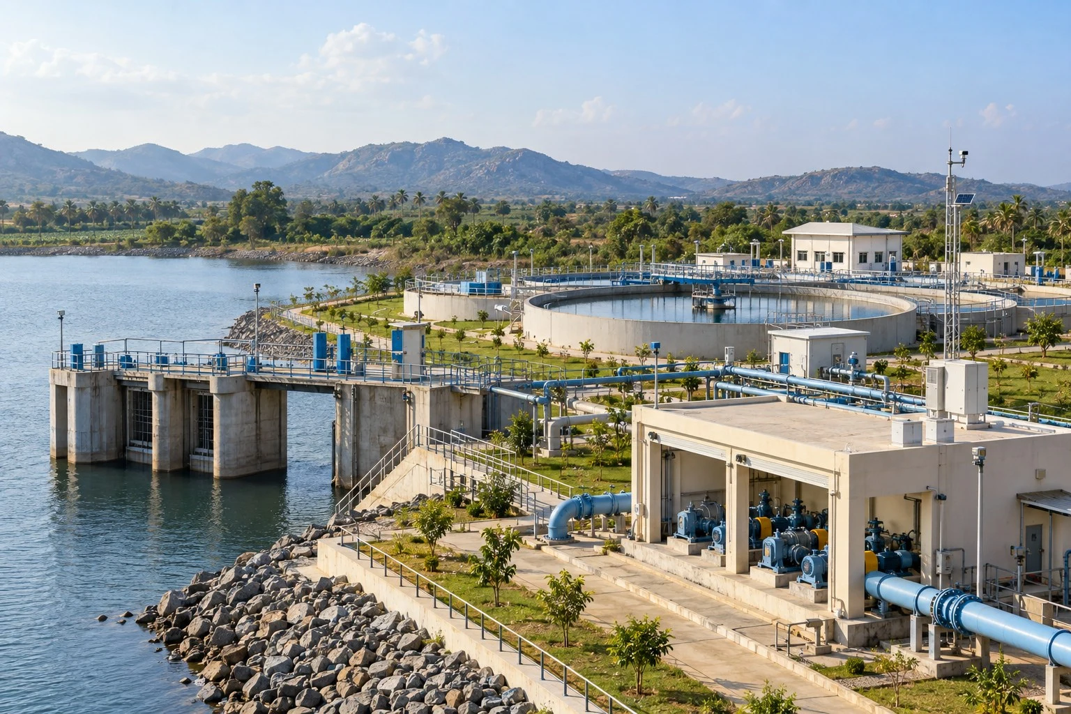 AI conceptual illustration of Water Supply Infrastructure and SCADA in Minwa