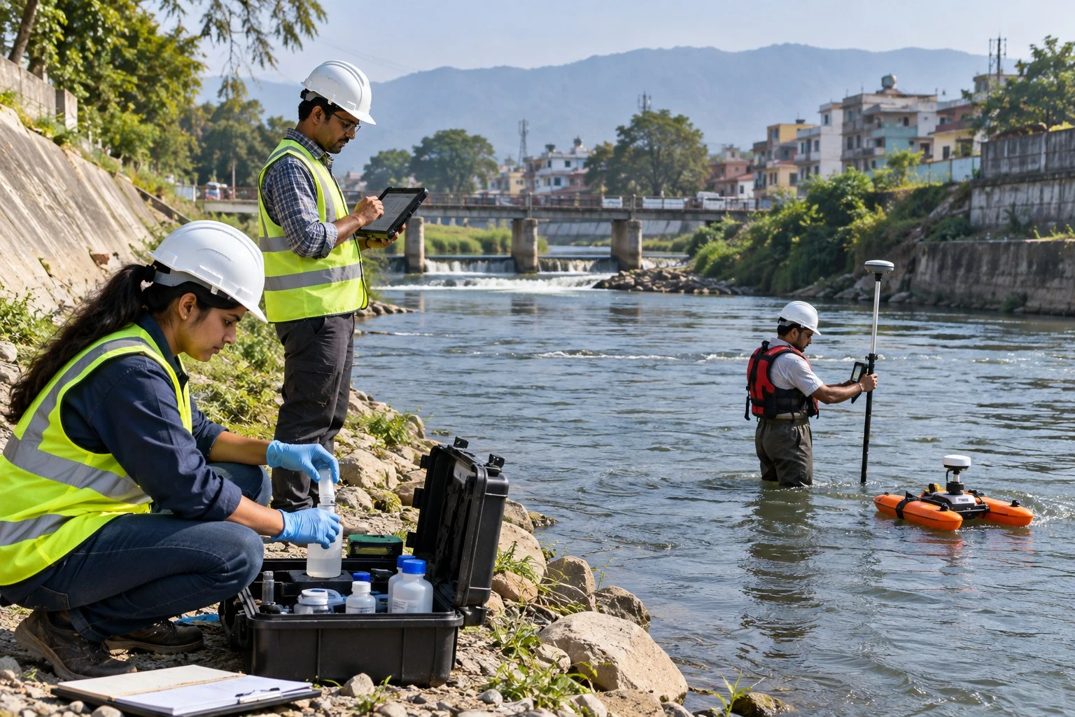 AI conceptual illustration of River and Drain Modelling and STP Consultancy in Kashipur