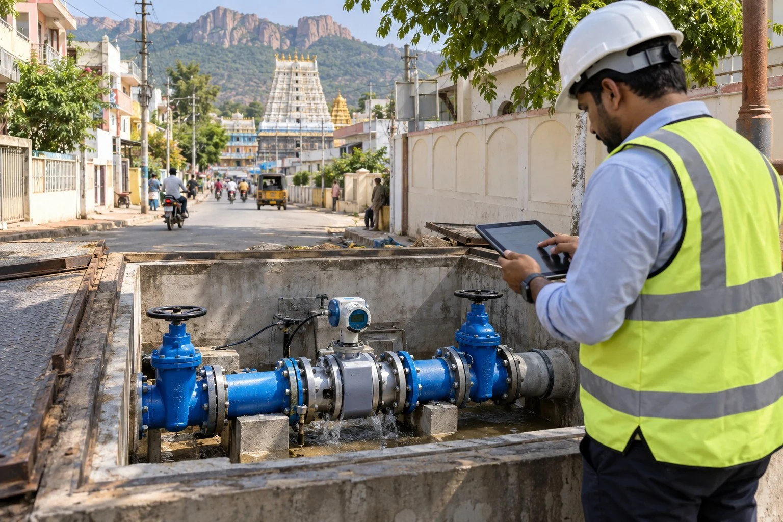 AI conceptual illustration of Non Revenue Water Reduction Design and Strategy in Tirupathi