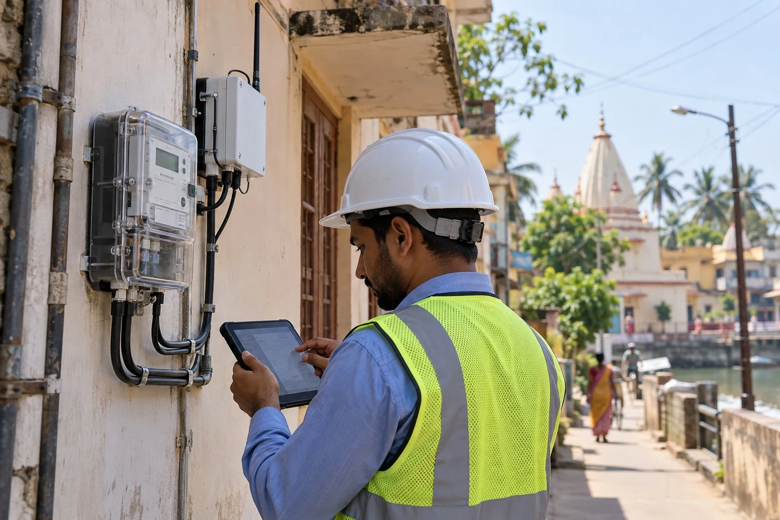 AI conceptual illustration of Advanced Water Metering Infrastructure in Krishnanagar