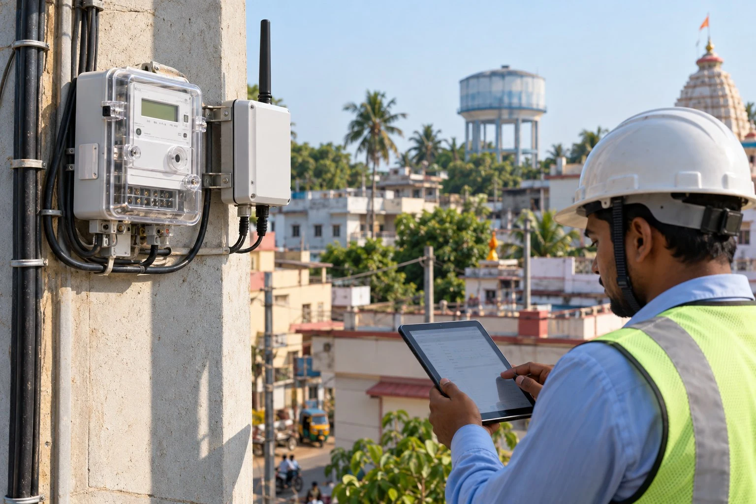 AI conceptual illustration of Advanced Water Metering Infrastructure in Balasore