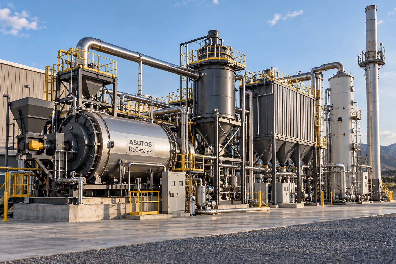 AI-generated illustrative thermal conversion and syngas concept; not an engineered layout or a deployed ASUTOS facility.